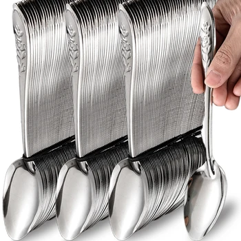 30/5pcs Stainless Steel Spoon Long Handle Soup Spoons Milk Coffee Teaspoon Ice Cream Dessert Scoops Kitchen Tableware Utensils