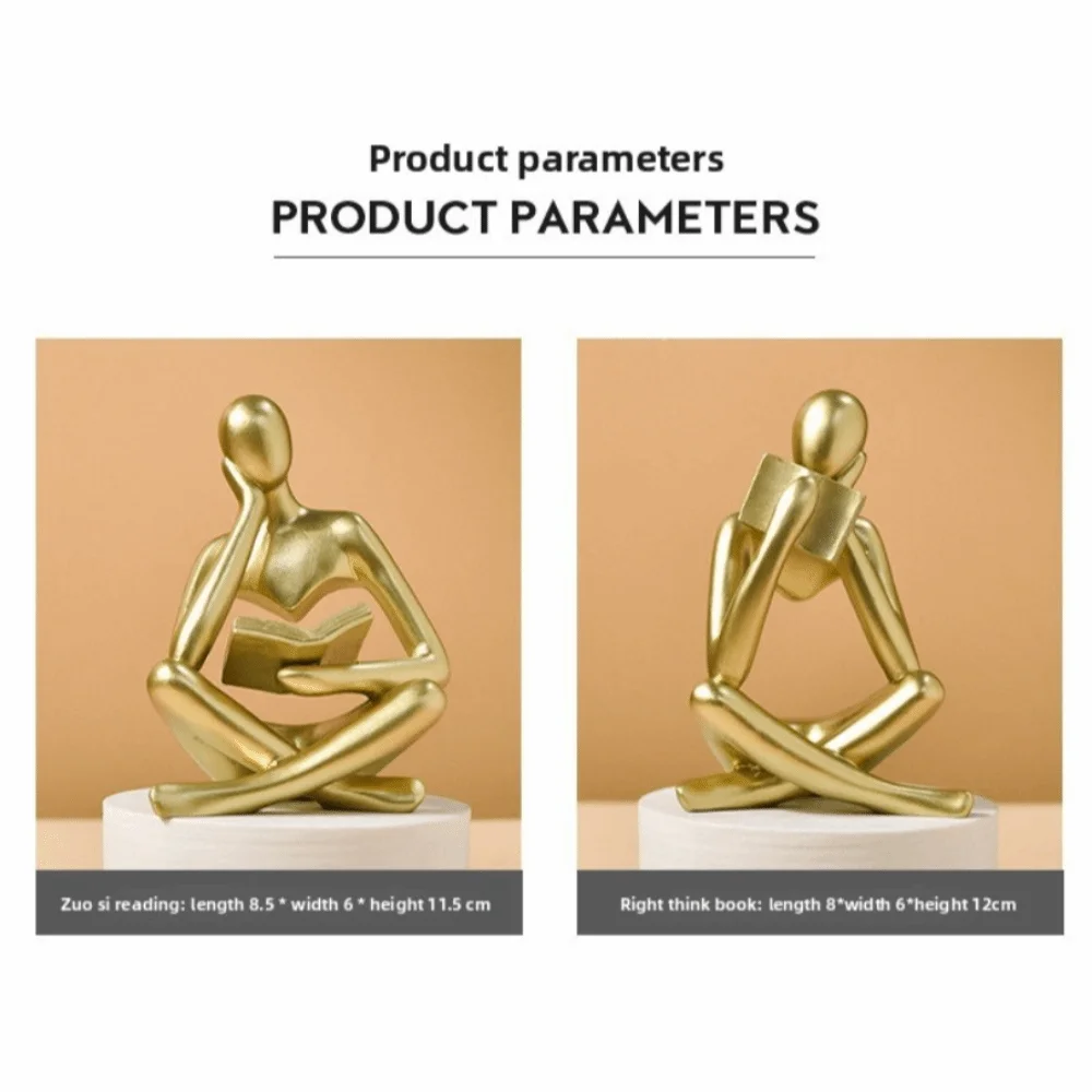Black Abstract Thinker Statue - Modern Art Deco Resin Figurine for Home and Office Decor