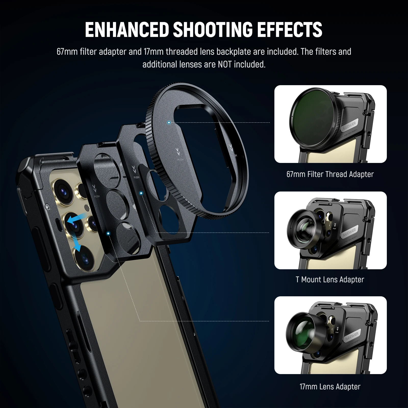 NEEWER Phone Cage for Samsung S22/S23/S24 Ultra with 67mm