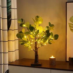 Small Tree Light LED Eucalyptus Leaf Indoor Home Decoration Light Christmas Party Event Layout Landscape Luminous Tree