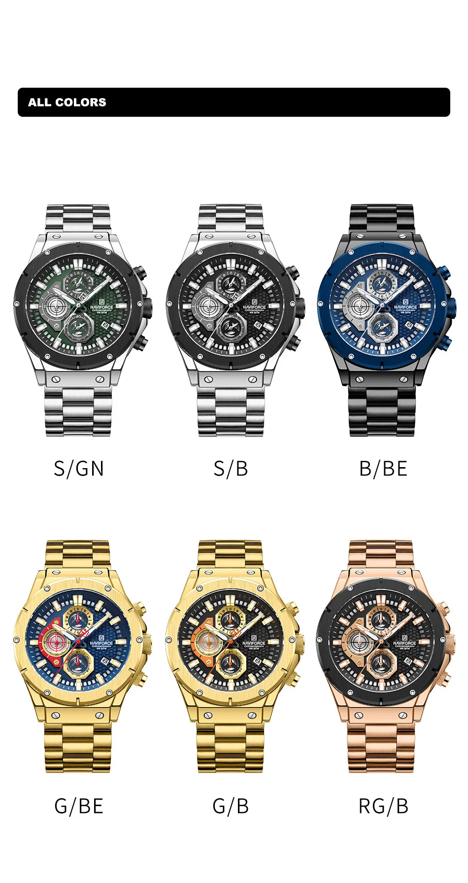 Naviforce 8026 Chronograph Stainless Steel Watch description image 16