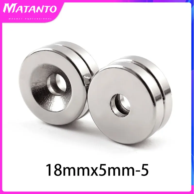 5/10/15/20/30/50PCS 18×5-5 Disc Rare Earth Neodymium Magnets 18*5 mm Hole 5mm Countersunk Round Search Magnet 18×5-5mm  18*5-5