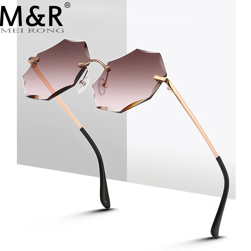 

Octagon Rimless Sunglasses Metal Men European Style Women Big Sun Glasses Polygon No Frame Gray Blue Brown Hot Selling