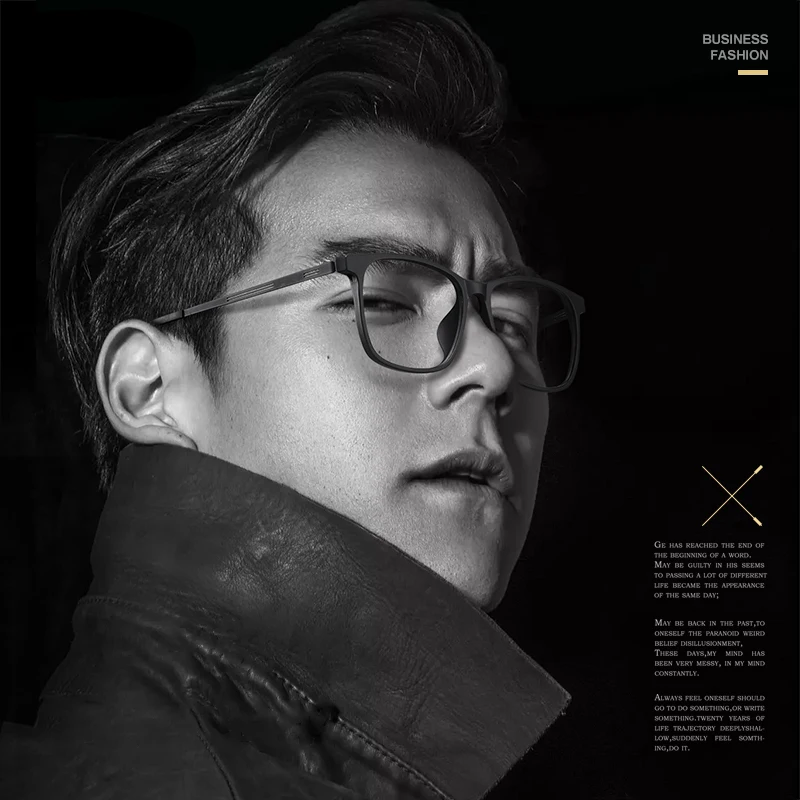 Men Myopia Sunglasses HONGMEI Ultra Light Fashion Square Comfortable Big Eyeglasses Pure Titanium Optical Prescription Men's Glasses Frames