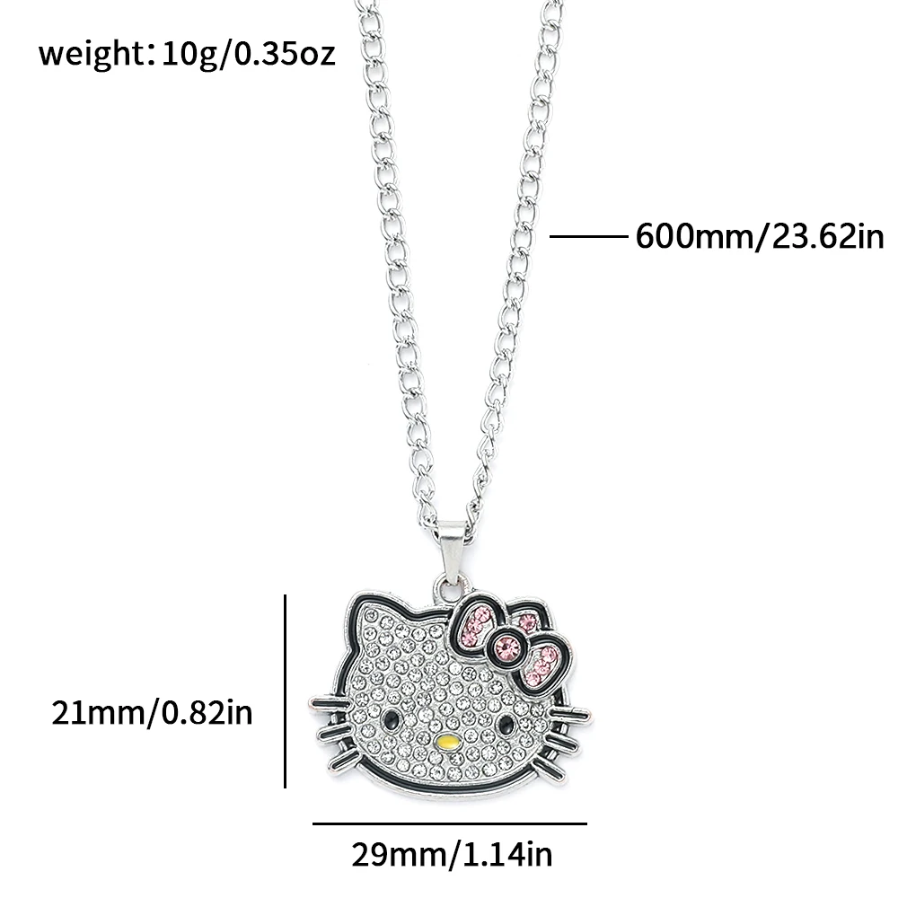 Hello Kitty Sanrio Collier Argent Couleur Simple Couche Brillant Bling  Femmes Clavicule Chaîne Élégant Charme Wed Pendentif Bijoux Cadeau