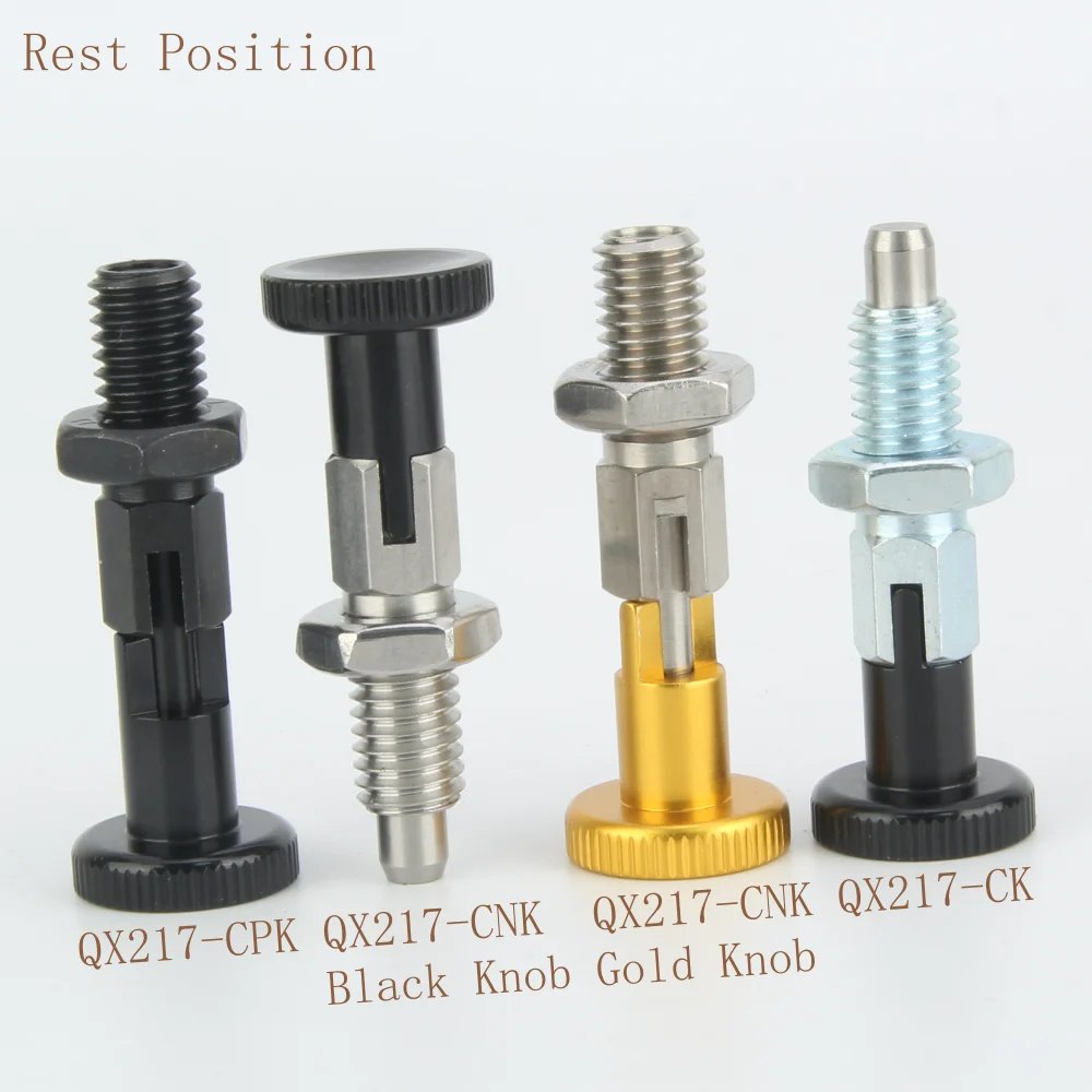 Cylindrical Locating Dowel Pin QX217 Return Type/Rest Position Aluminum/Plastic Knob Indexing Plungers Threaded Locating Pin with Nuts