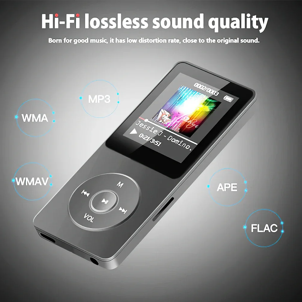 1.8 Inch Bluetooth MP3 MP4 Music Player Digital Media Players Mini Walkman No Memory FM Radio E-book Recorder Built-in Speaker
