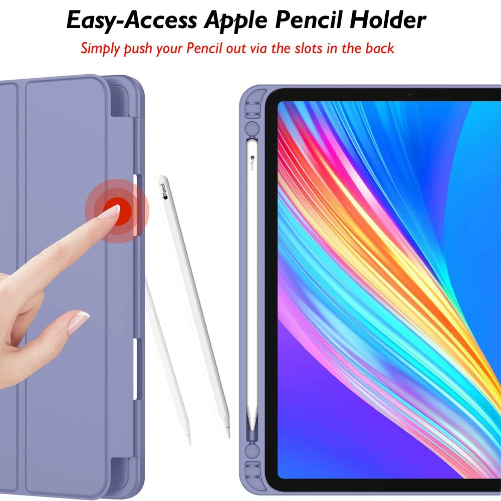 Фото Магнитный чехол для iPad Pro, 12,9 дюйма, 4 поколения, 2020 дюйма, A2229/A2069/A2232, мягкий силиконовый чехол, умный чехол для сна с держателем для карандашей №3