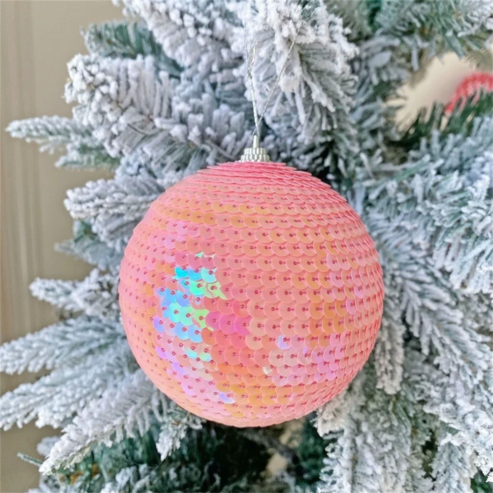 thumbnail image 1 of Bola de Navidad de 10 cm, adorno navideño, decoración para árbol de Navidad, colgante rosa, adornos colgantes para árbol de Navidad, decoración del hogar, 1 of 4