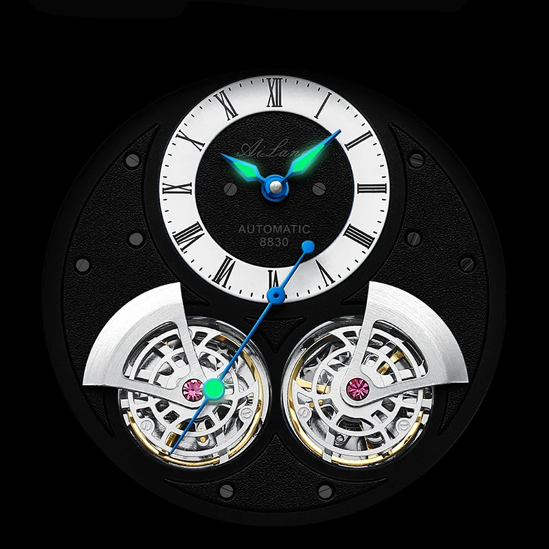 AILANG 2023 New Classic Double Tourbillon Automatic Watch For Men Leather Luminous Hands Mechanical Watches Mens Reloj Hombre_voghion.com