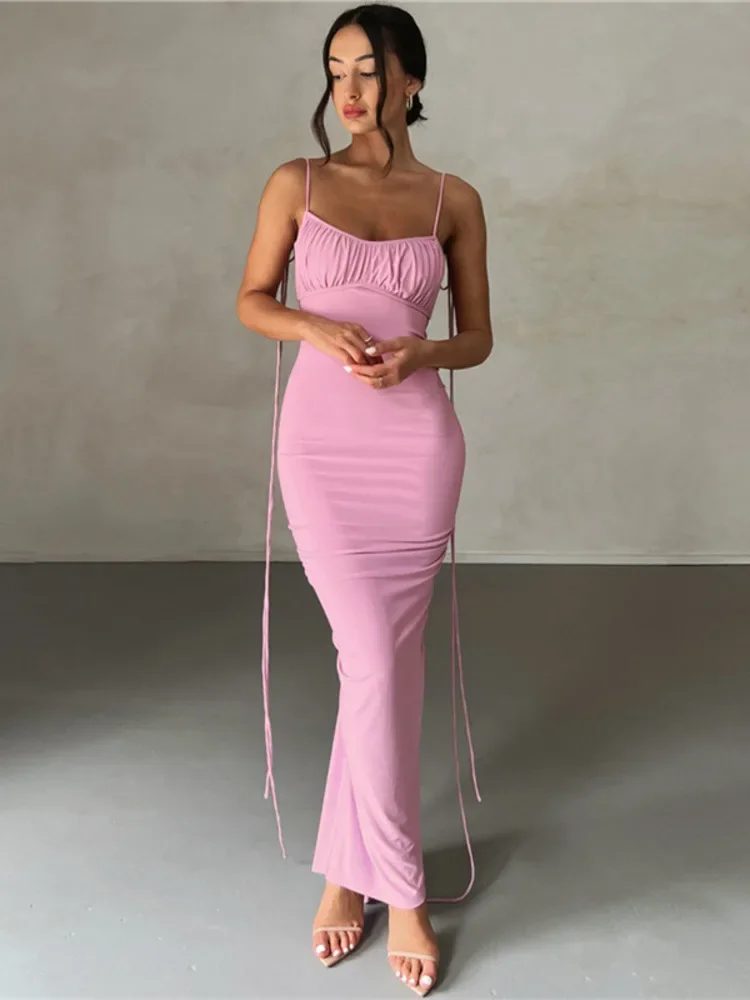 

Sleeveless Bodycon party, long dress Vestidos sling strapless, pleated fishtail dress, sexy female robe.