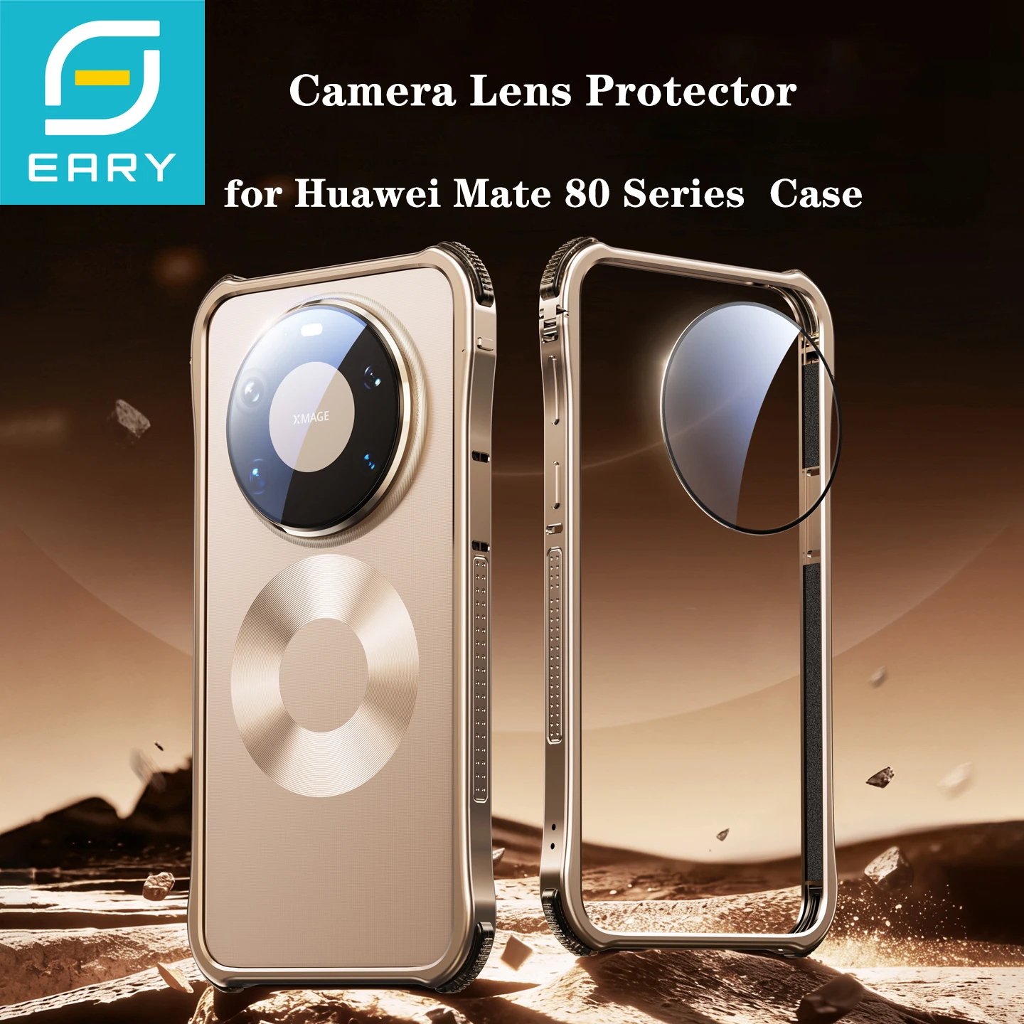 Eary Aluminum Bumper Phone Case with Camera Lens Protector - Shockproof Cover
