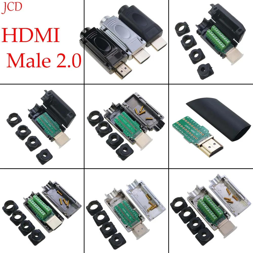1Pcs HDMI-Kompatibel 2,0 Stecker Stecker Breakout Terminals Solderless/Löten Modulare Computer TV Video Stecker W/ shell