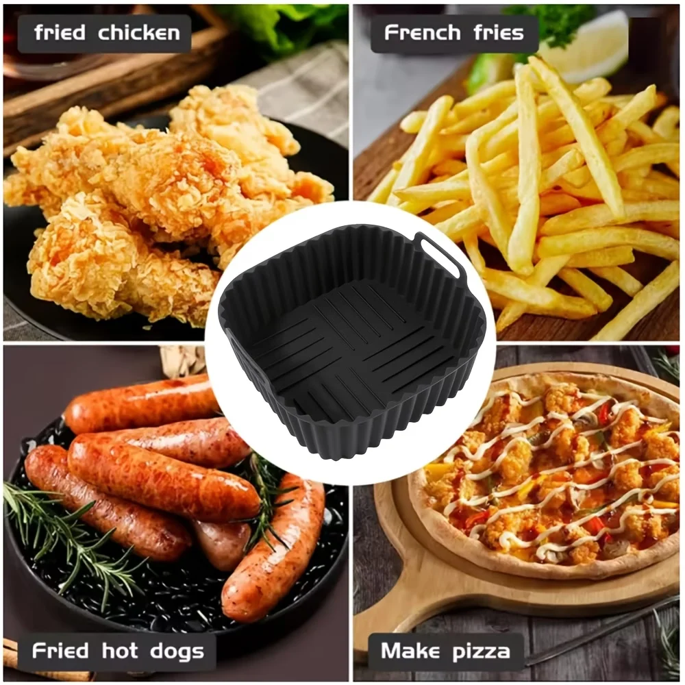 Versatile Reusable Silicone Air Fryer Liner - Square for Easy Cleaning and Multi-Use Cooking
