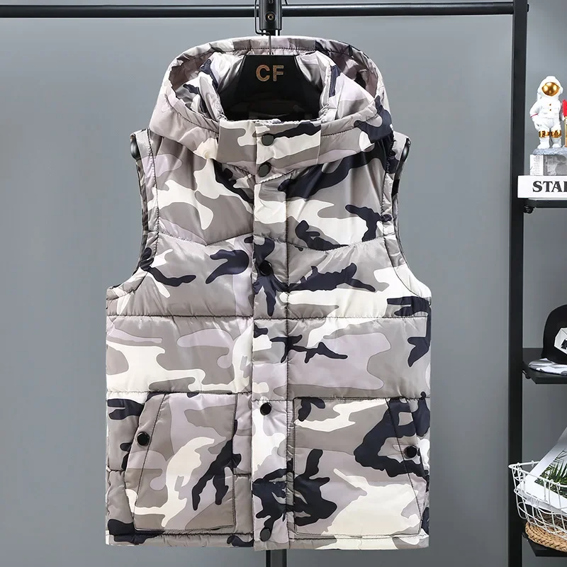 

Men's Vest Jacket Winter Waterproof Warm Sleeveless Men Jacket Fashion Hooded Casual Vest Men Autumn Thicken Waistcoat S-5XL
