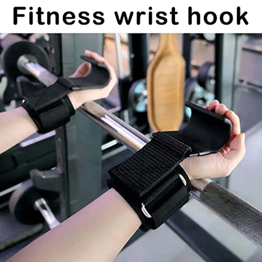 Weight Lifting Hook Grips Padded With Wrist Wraps Hand-Bar Powerlifting Gloves Heavy Duty Pull-ups Hooks Gym Training Straps 5