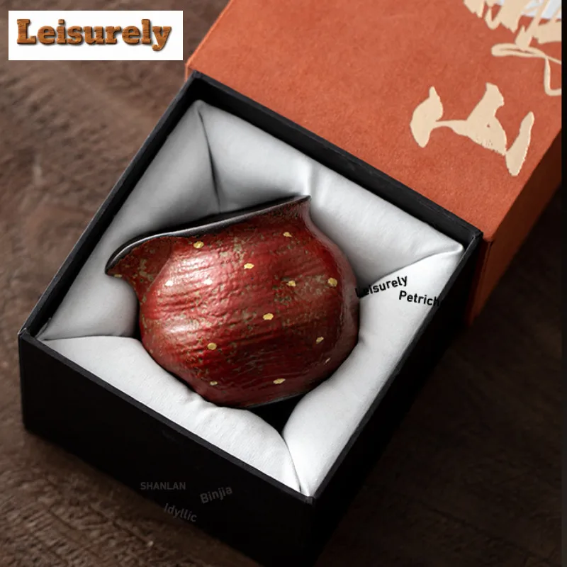 200ml Red Mountain Sprinkled Gold Tea Pitcher Tea Divider Cha Hai Dispenser Justice Cup Fair Mug Tea Ceremony Accessories Craft