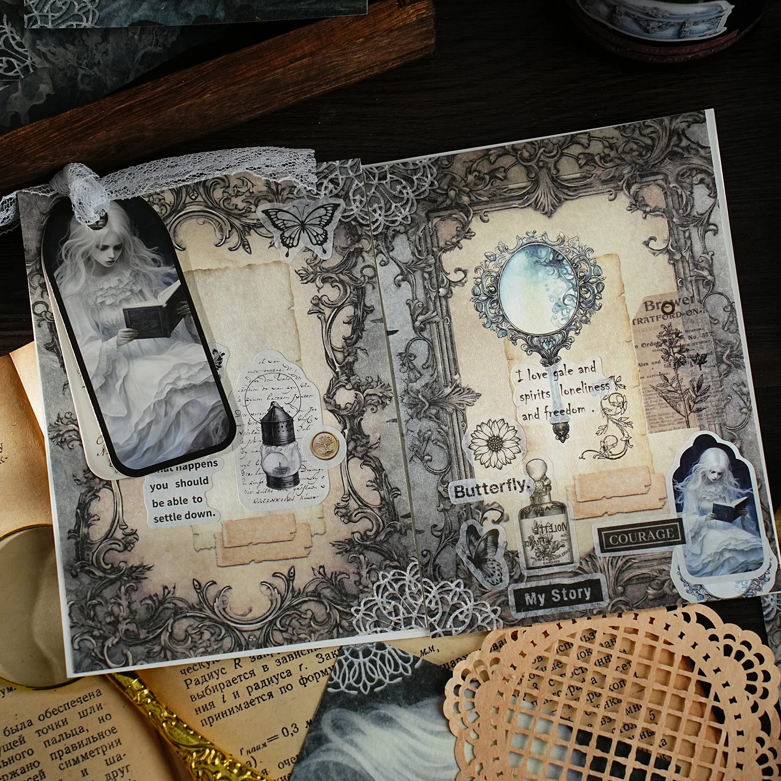 Retro Exquisite Material Pack Dark Night Fairy Tale Series Handmade Scrapbook Paper for Gift Packaging Craft Paper Decoration 5
