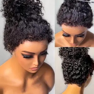 Beaudiva Hair 4C Kinky Edge Curly Wigs Human Hair Realistic Hairline Water Wave 360 HD Lace Front Wig with Curly Baby Hair