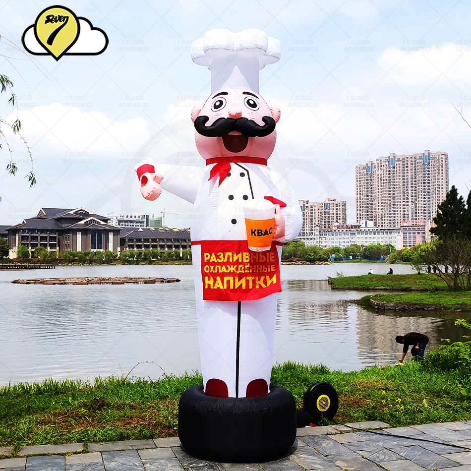 Customized Beer Shop Outdoor Advertising Decoration Inflatable Mascot Restaurant Cooking Chef Balloon Air Sky Dancer With Blower 6