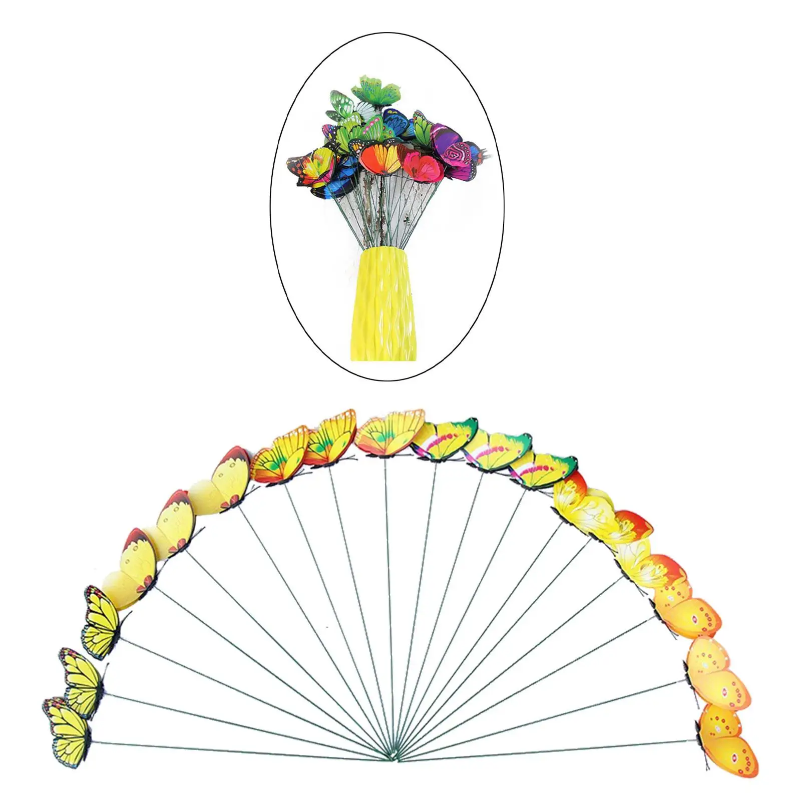 24Pcs Butterfly Garden Stakes Butterfly Decorations Outdoor Art Outside Planter Decorative Lawn Ornaments for Porch Plant Pot