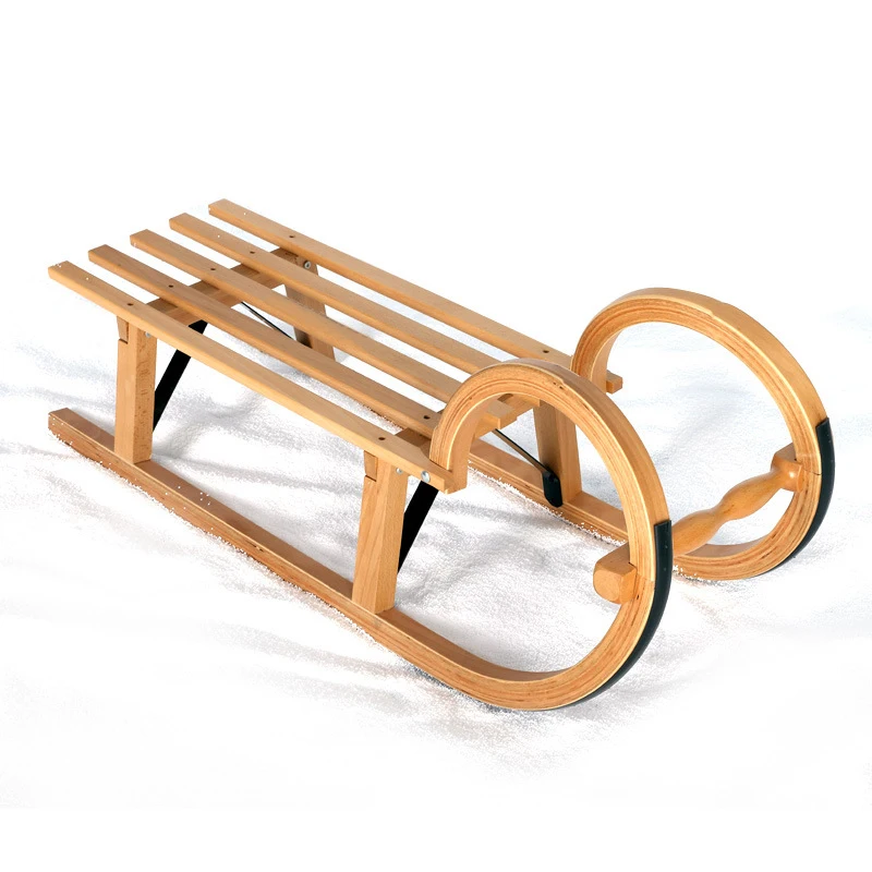 Popular Winter Games Kiddie Wooden Snow Sled Sledge
