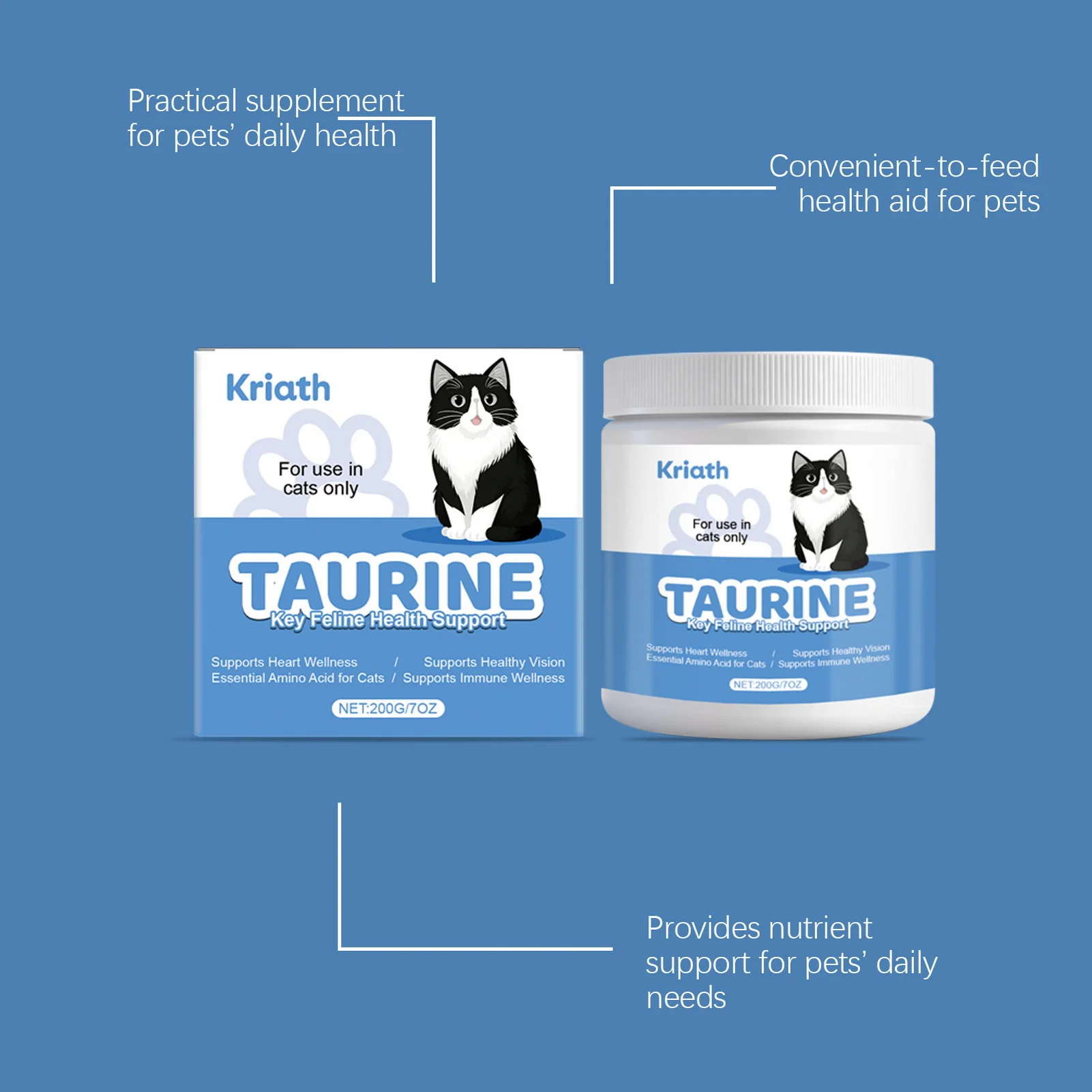 Taurine Powder for Cats – Support Heart & Vision Health