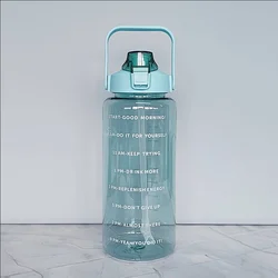 Large Capacity Portable Time-Marked Water Bottle for Active Lifestyles - Clear and Convenient (Green)