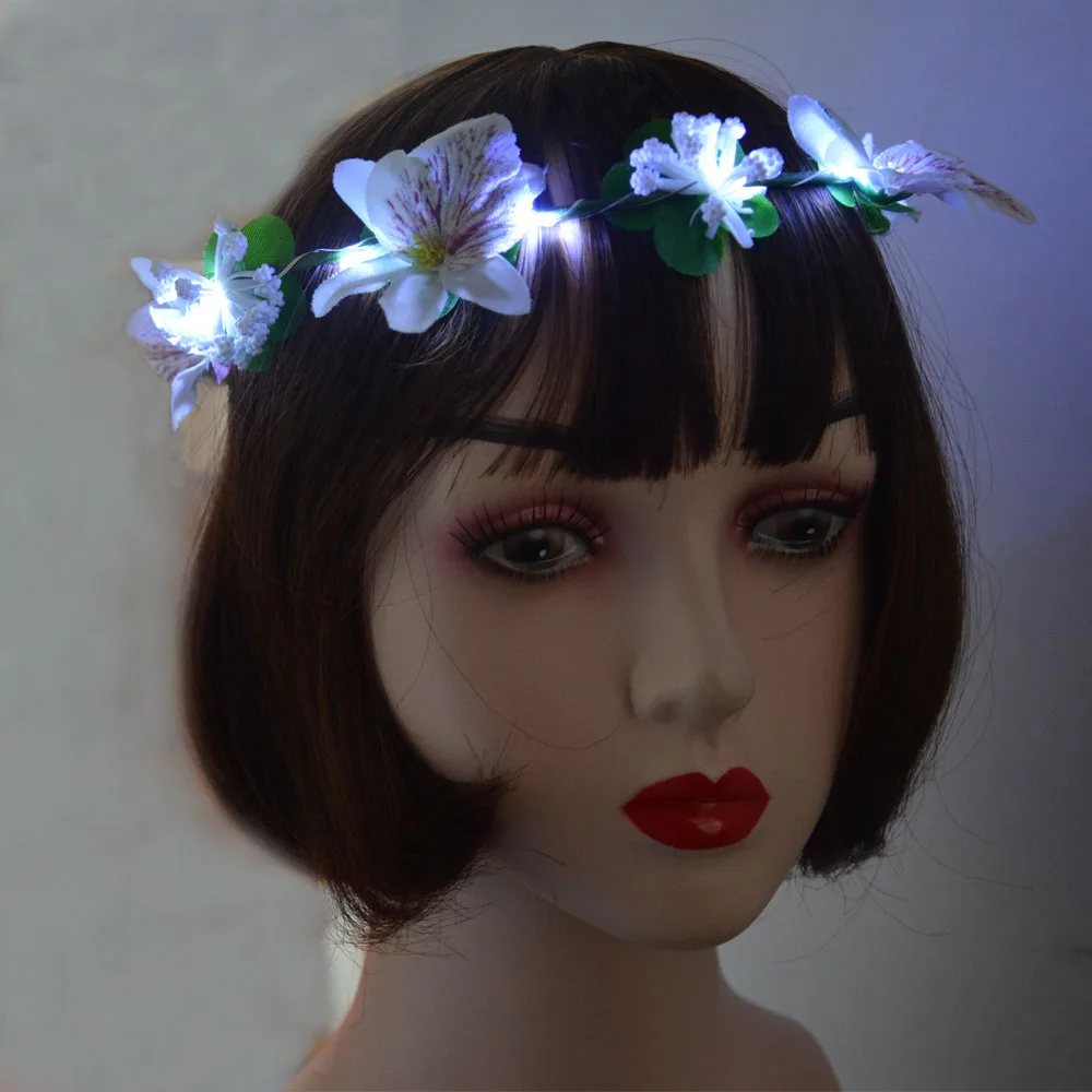 1pcs Women Kids Light up LED Party Glow Flower Headband Crown Wreath Cat Bunny Ear Hairband Birthday Gift Wedding Festival