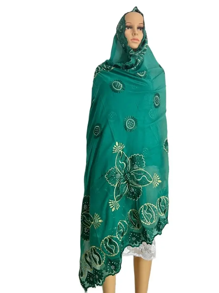 Soft Luxury Scarf High Quality 100% Cotton Dubai African Women Islamic Scarf  pattern Embroidery Chemical Lace Scarf  manycolor
