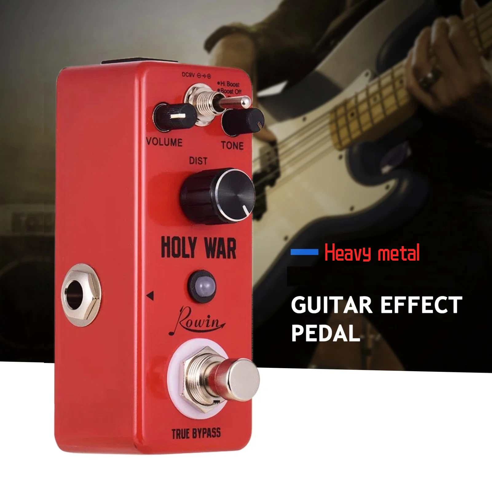 Heavy Metal Distortion Pedal Rowin Effects Holy War Effector High Low Boost Rock Tone DIST DC 9V True Bypass