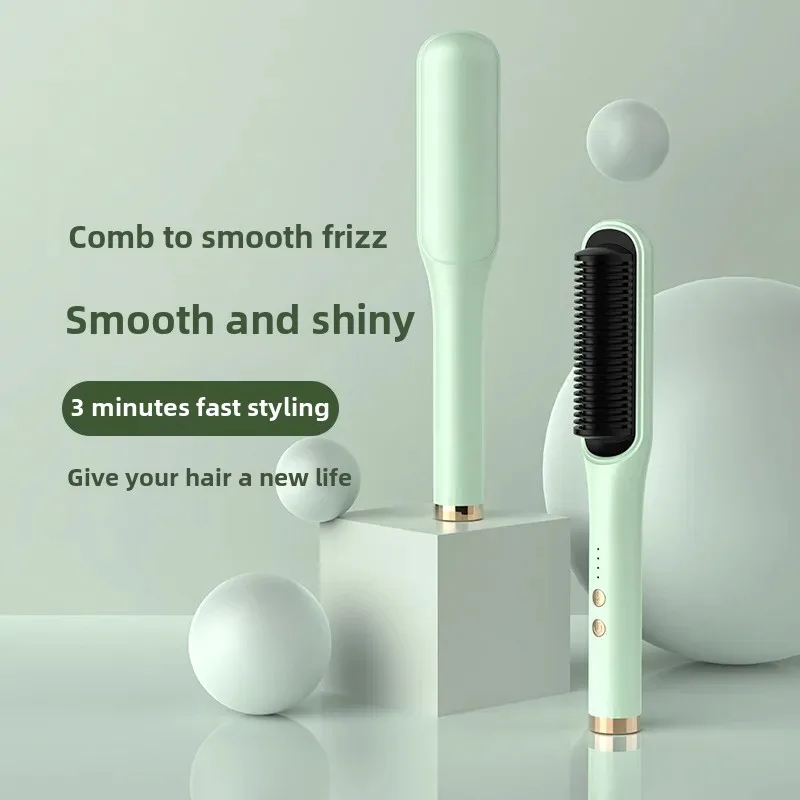 New Straight Hair Comb Negative Ion Straight Curling Iron Two-Purpose Electric Heat Curling Rod Cross-Border Home Use