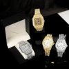 Hip-hop Punk Quartz Watch Stylish Full Diamonds Watch 2 Styles to Choose Bundled Size Adjuster Men Women Party Jewelry Gift Box 1