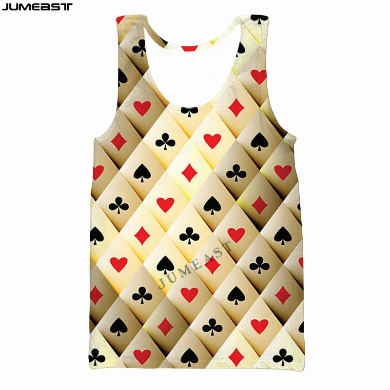 

Jumeast Y2k Men Women 3D Printed Vest Hip Hop Poker Cards Fashion Short Sleeve Sport Pullover Summer Tank Tops Tees