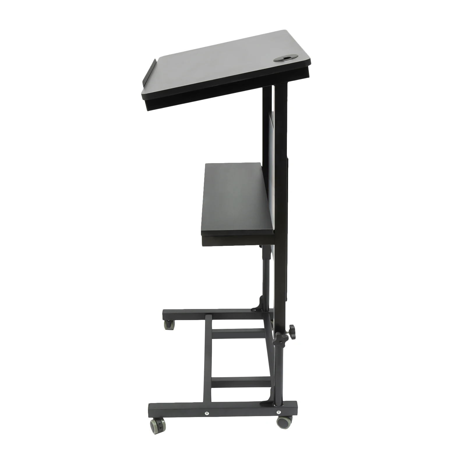 Mobile Stand Up Lectern Podium Ironwork Height Adjustable Desk with Wheels Podium Black Portable