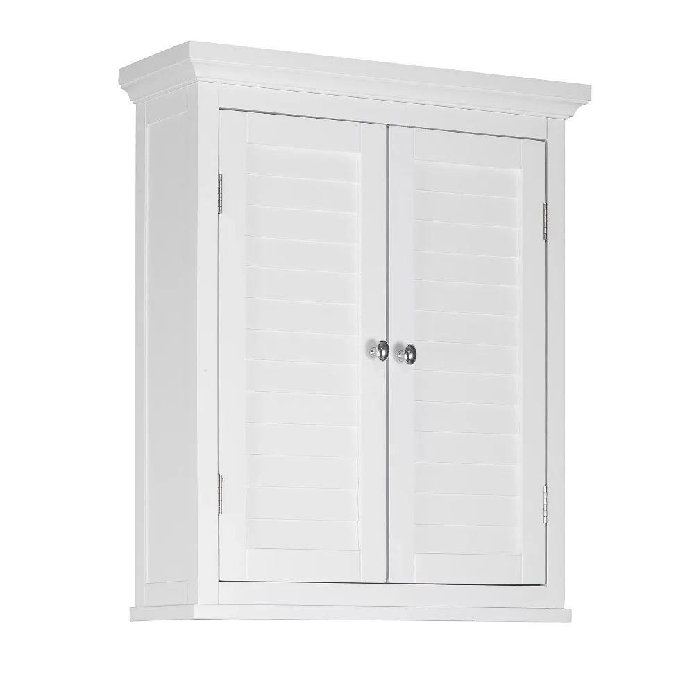 

Teamson Home Glancy Wooden Wall Cabinet with Shutter Doors, White