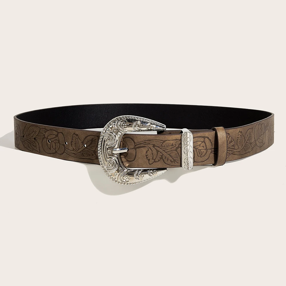 

Pu Leather Waist Straps Vintage Carved Needle Buckle Waistband Wide Belt Punk Hip Hop Waist Belts Women Jeans Pin Buckle Belts