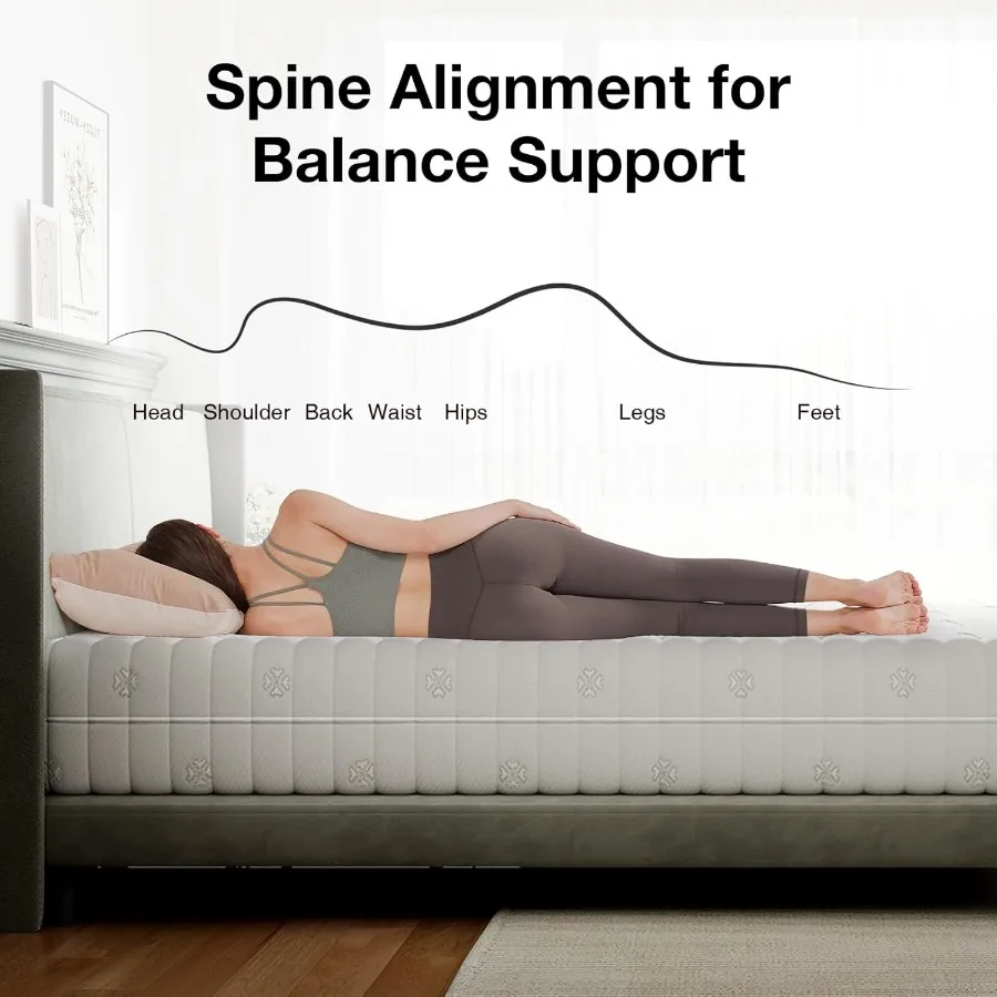 Queen Size 12 Inch Mattress with Air Cutting Design and Breathable Cover for Enhanced Cooling and Pressure Relief During Night