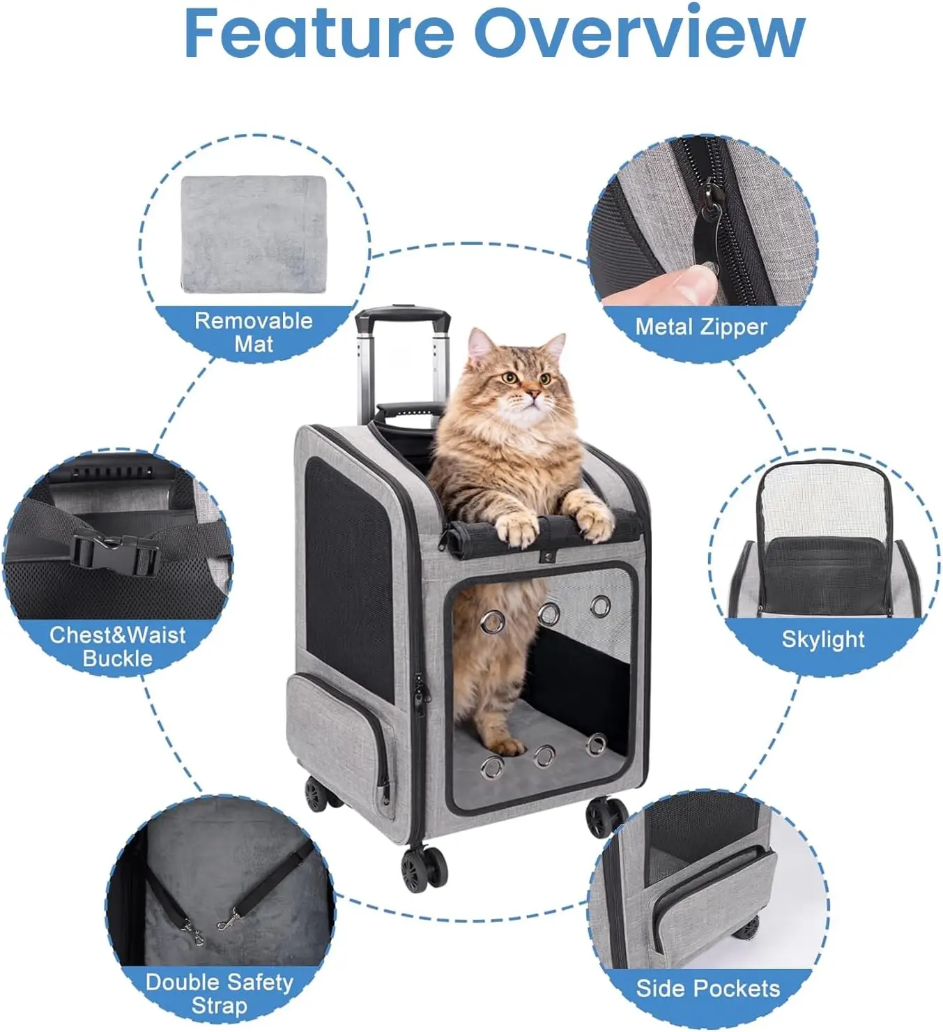 Extra Large Pet Carrier Backpack with Wheels 5