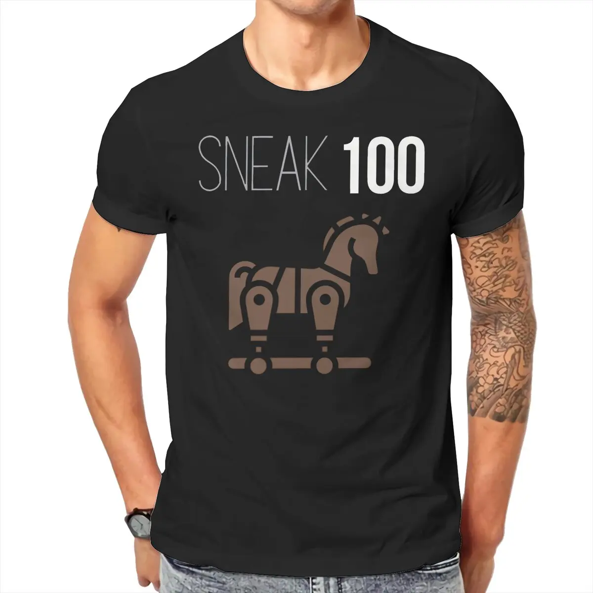 

Мужская футболка Trojan Horse Sneak 100, базовые повседневные толстовки, футболка высокого качества, новый дизайн, свободного покроя