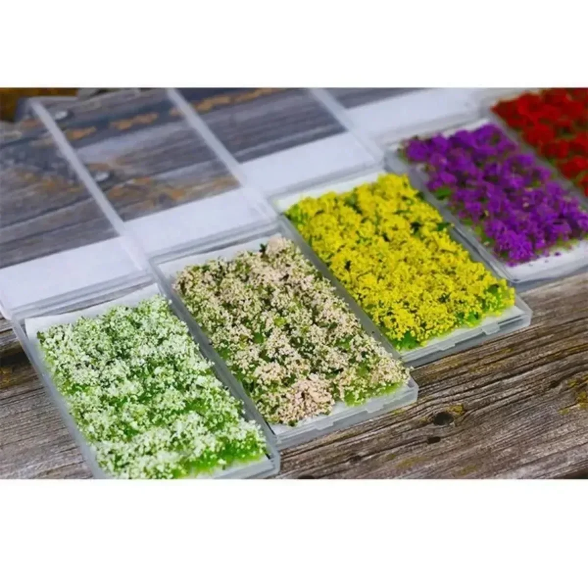 Vegetation Green Leaves Flower Clusters Simulation Grass Clusters Military Model Scene Train Sand Table DIY Materials 28Pcs/box artificial plants