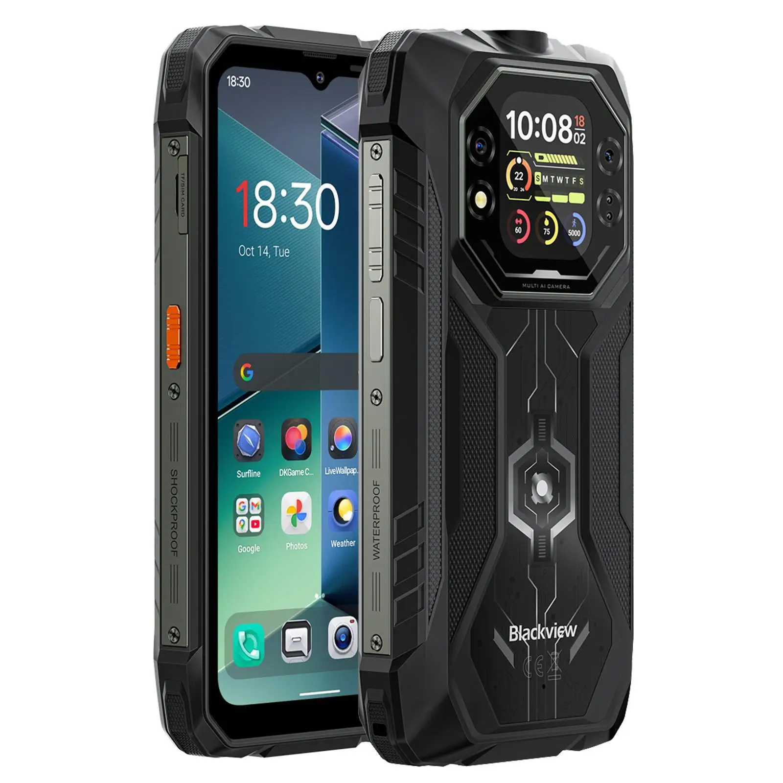 Blackview ROCK 1 Rugged Smartphone 6.56'' Dual Displays 15000mAh Battery 55W 8GB+256GB Cell Phone 16MP Camera 4G Android 16 NFC