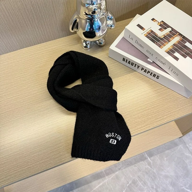 Children's knitted scarf autumn and winter new encola red embroidered letter baby middle-aged children's bib warm windbreak