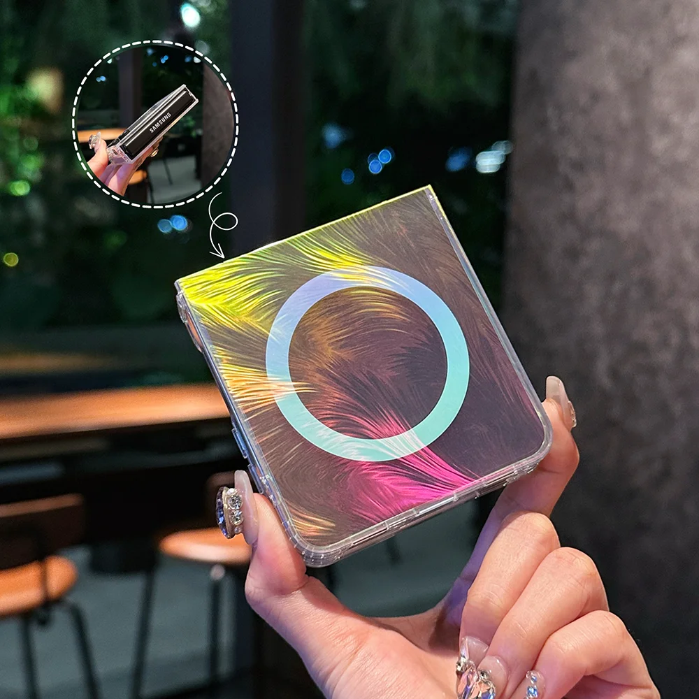 Magsafe Dazzling Laser Phone Case with Wireless Charging Capability and Colorful Back Cover