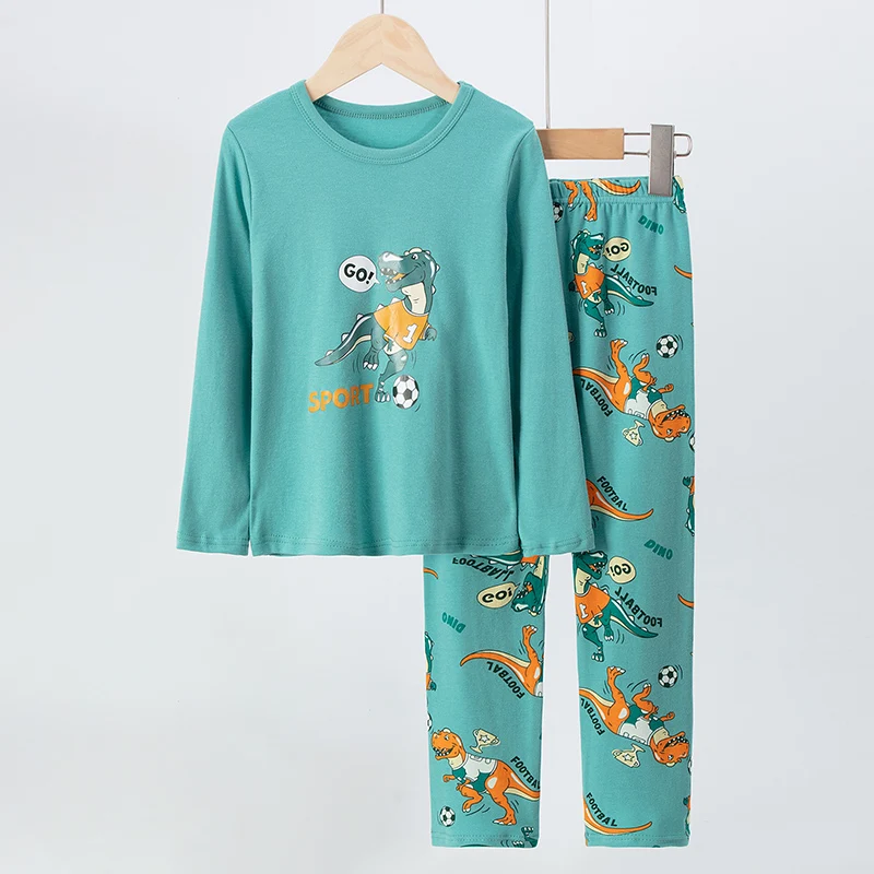 Kids Pajamas Set 2-piece Cotton Dinosaur Pattern Long-sleeved Boy Leisure Comfortable Home Clothes Autumn and Winter