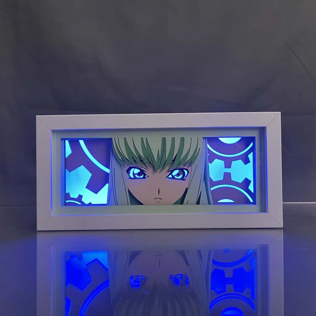 Anime Light Box Code Geass Cc Paper Cut Lightbox for Bedroom Decoration Desk Manga Shadow Box Kids Birthday Gift Table Lamps