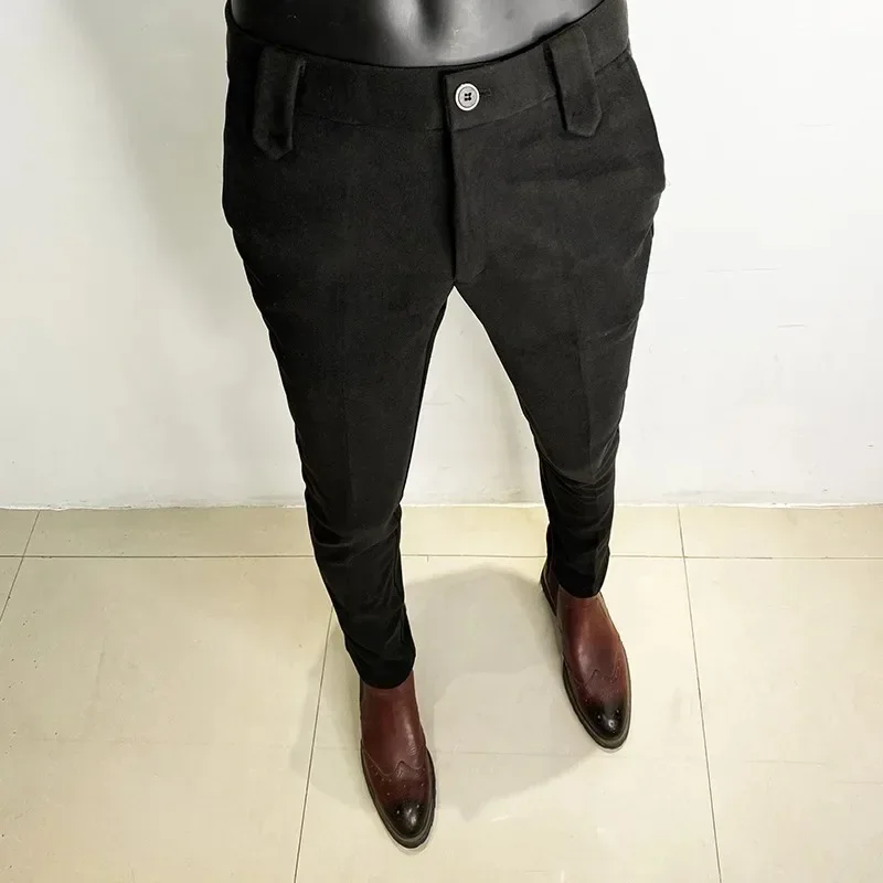 Men Trousers Winter Dress Pants Woolen Thicken Keep Warm Slim Fit Casual Formal Suit Pants men business pants suit pants men pants