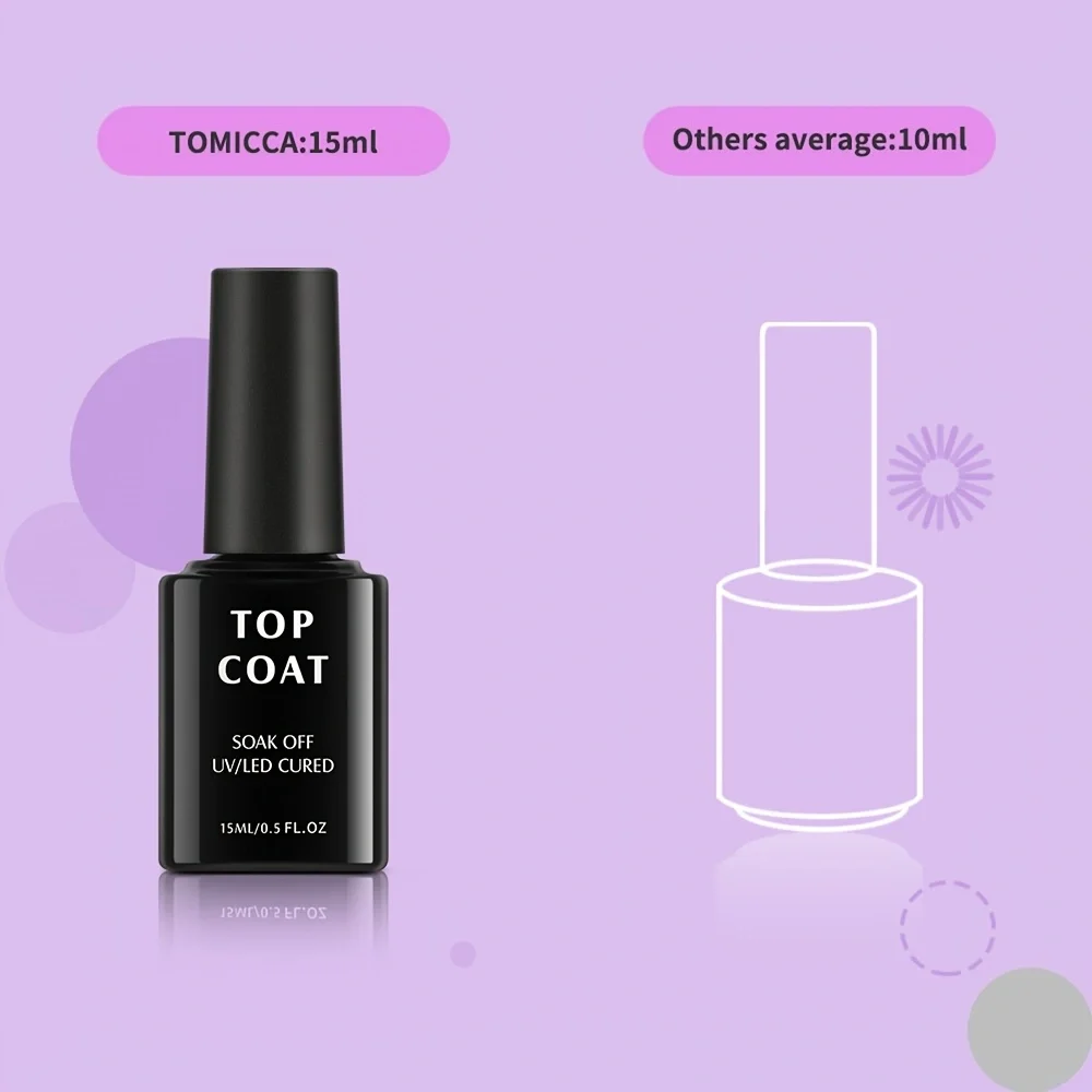 15ml * 3 bottles of primer+topcoat+nail strengthening agent set, suitable for women's nail art design at home and in the salon