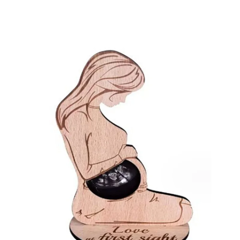 나무 임신 선물 어머니의 날 스탠드  초음파 사진 프레임, 임신 어머니 기념품, 가정 장식, 1 개