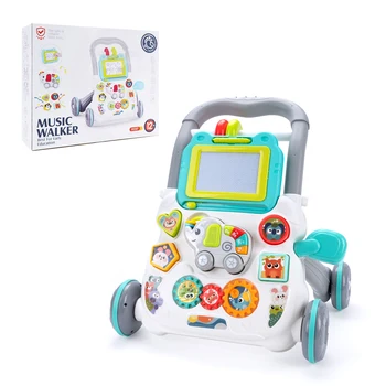 Cartoon Baby Push Walker Toy with Drawing Board Music Multifunction Activity Infant Learning Walk for 6-15 Months Toddler Walker 1